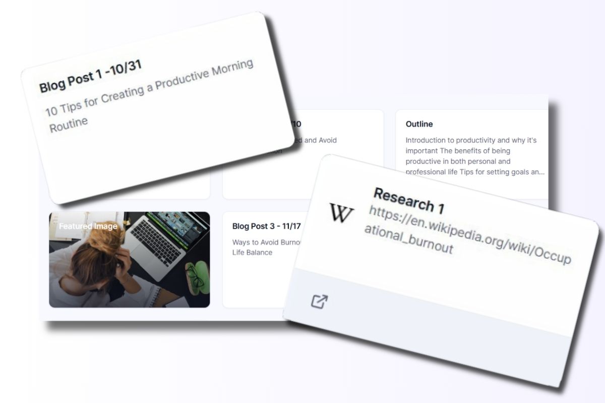 A Click to Copy board organized as a content swipe file.