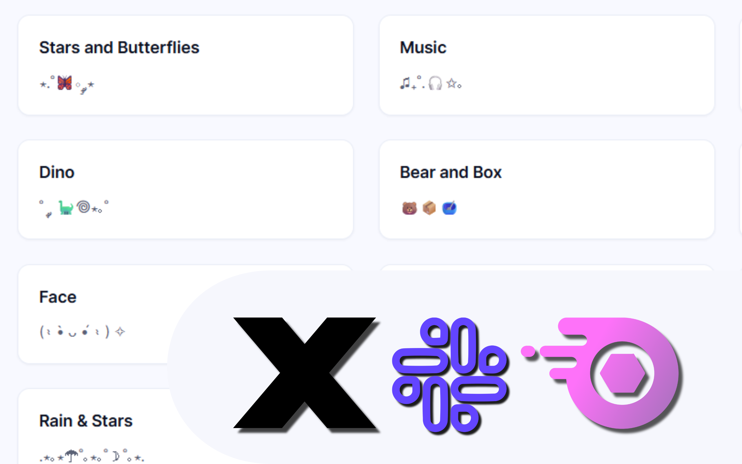 An illustration showing the app logo pointing to Discord, Slack, and Twitter.