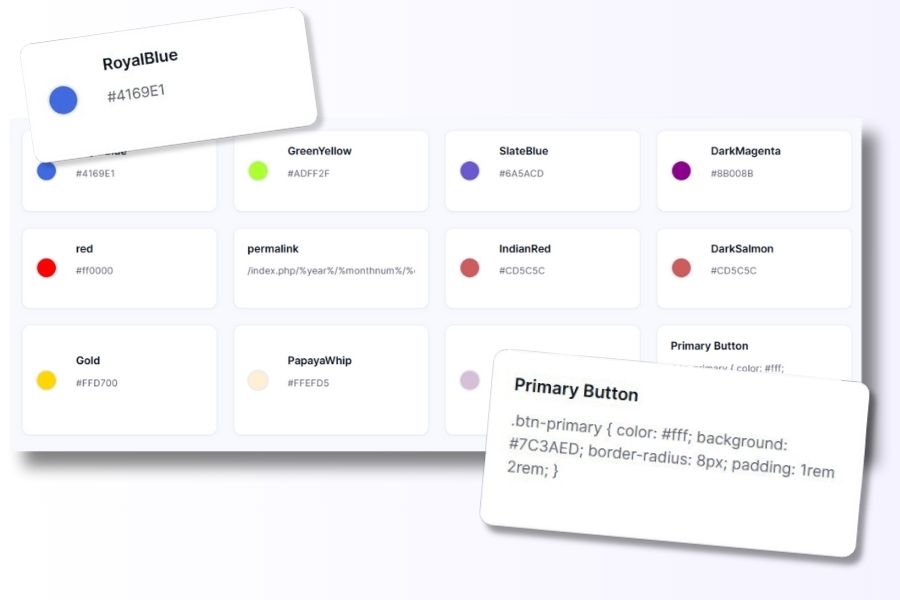 A beautiful color palette board created in Click to Copy.