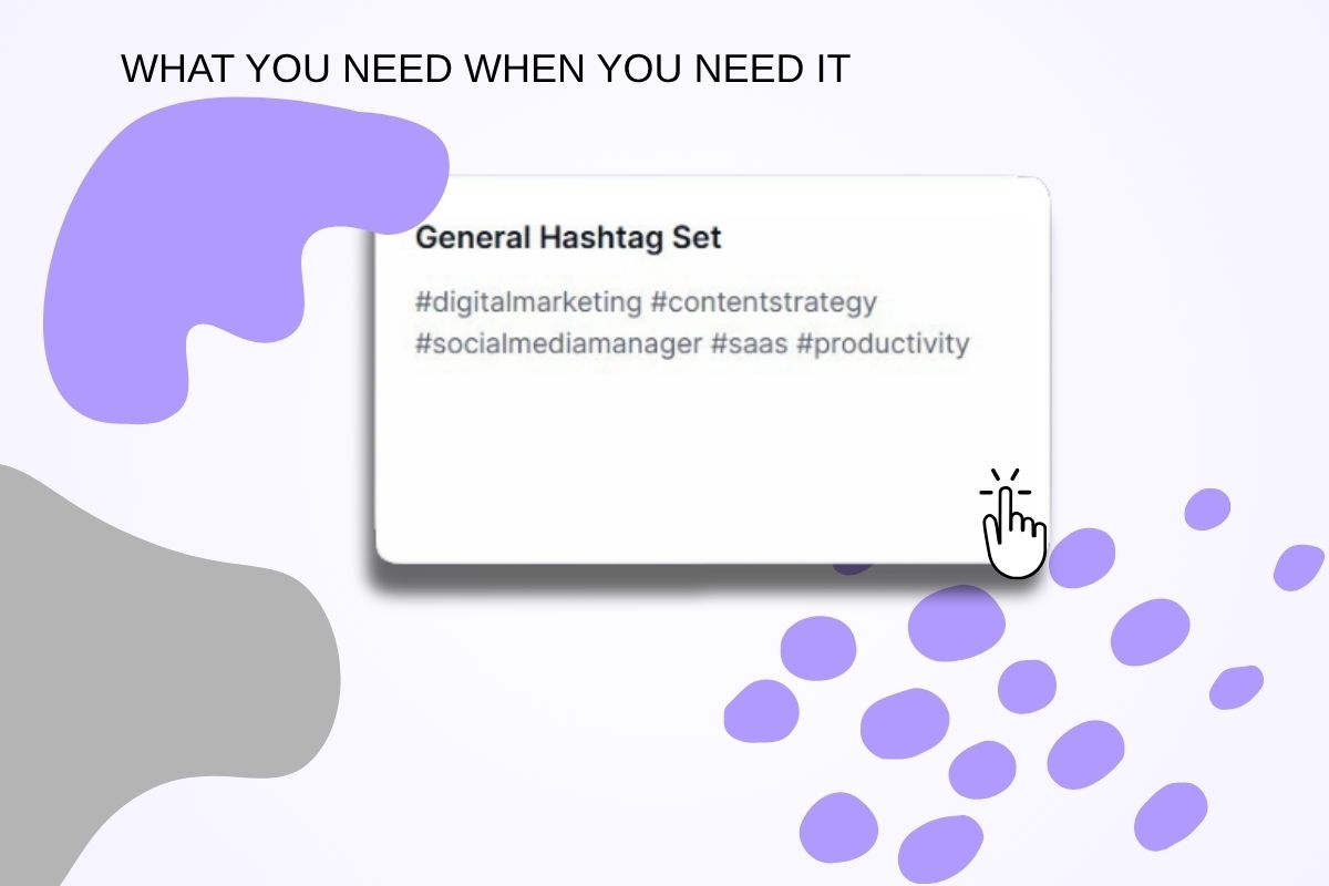 A text clip containing a curated list of marketing hashtags.